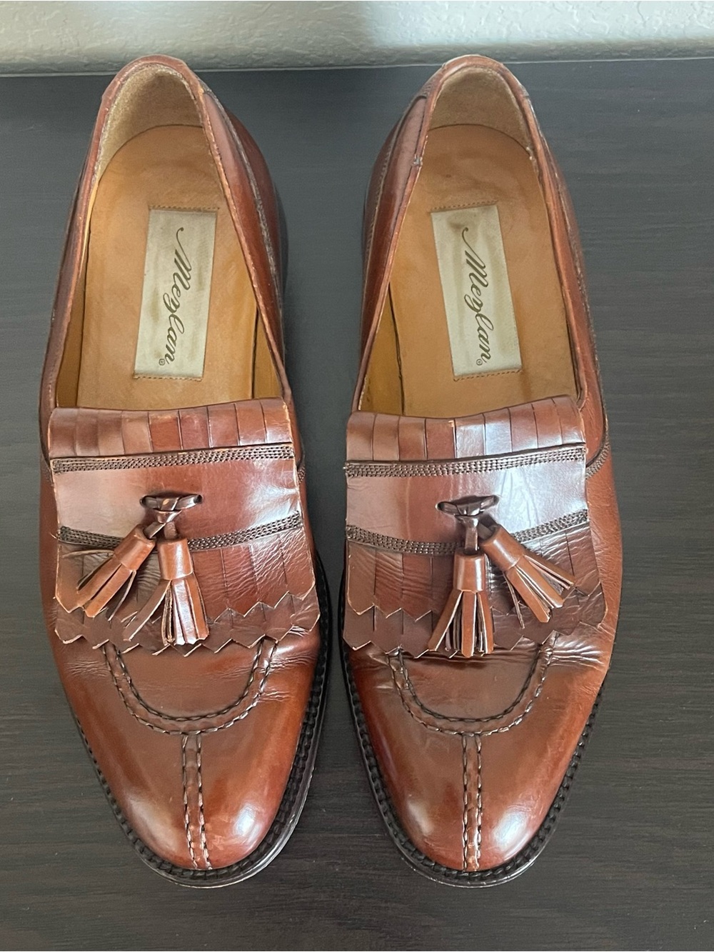 Mezlan "Ancona" Men’s 7.5 M Brown Leather Split Toe Kiltie Tassel Loafers